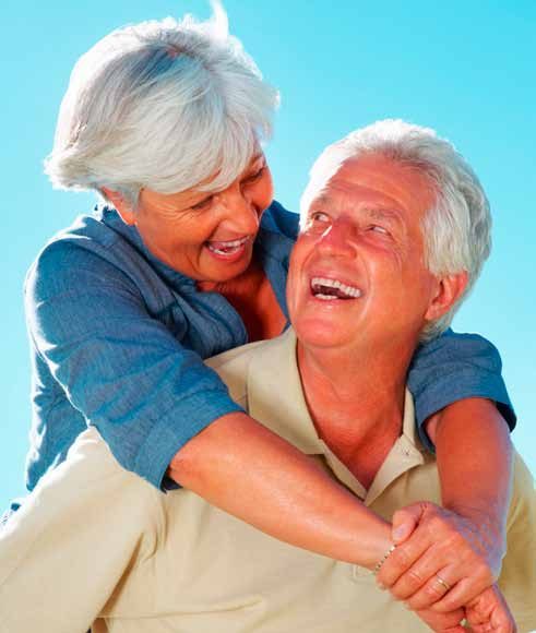 A smiling couple enjoying time together